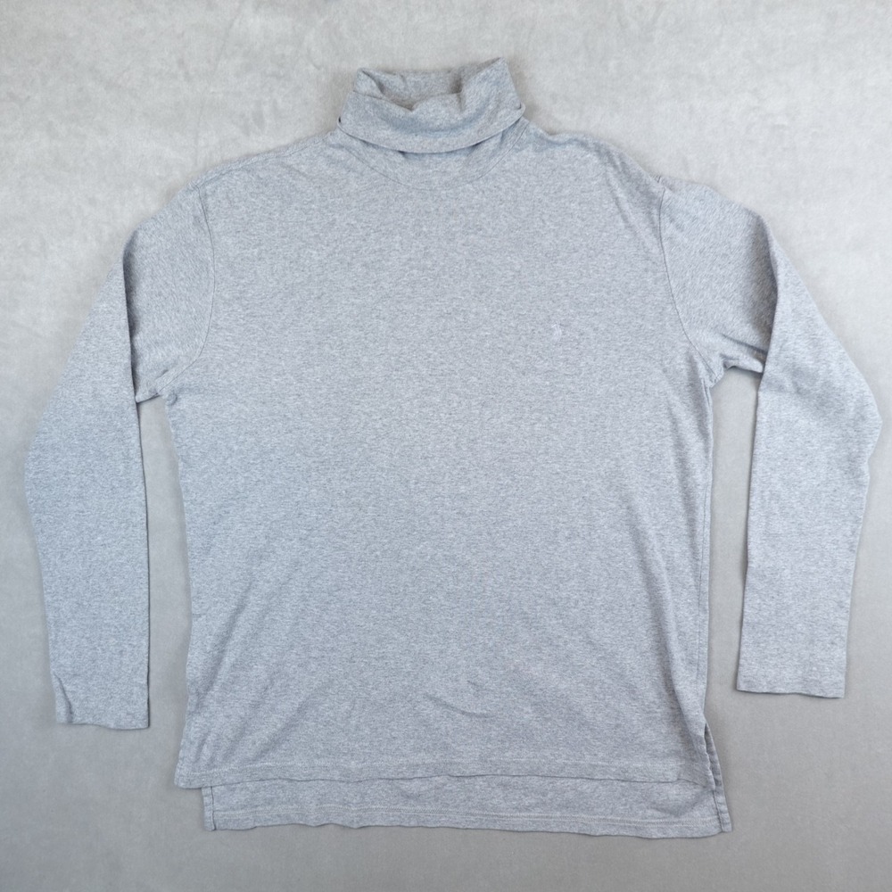 VTG Polo Ralph Lauren Sweater Womens Large Gray Turtle Neck Preppy Pony